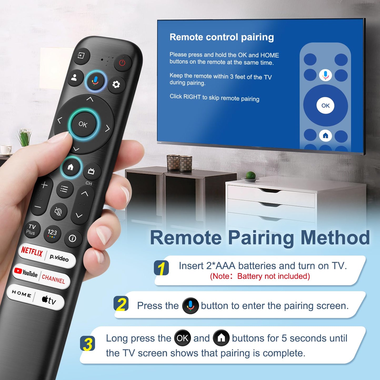 Voice Remote Only for TCL-Google-TV-Remote-Control Replacement,RC813 Remote Compatible with TCL 4k QLED/UHD/QD-Mini LED Series Smart TVs(Not for Fi & Roku TVs)