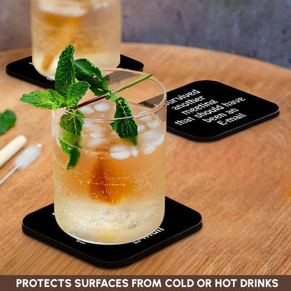 3dRose I Survived Another Meeting That Should Have Been an Email Soft Coasters, Set of 8