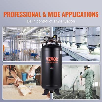 VEVOR 80 Gallons Air Compressor, 6.5HP 15.5SCFM@90 PSI Oil-Free Air Compressor Tank with 145PSI Max Pressure, 86dB Quiet Air Tank for Industrial Manufacturing, Air Brushing, Spraying (3-Phase Power)