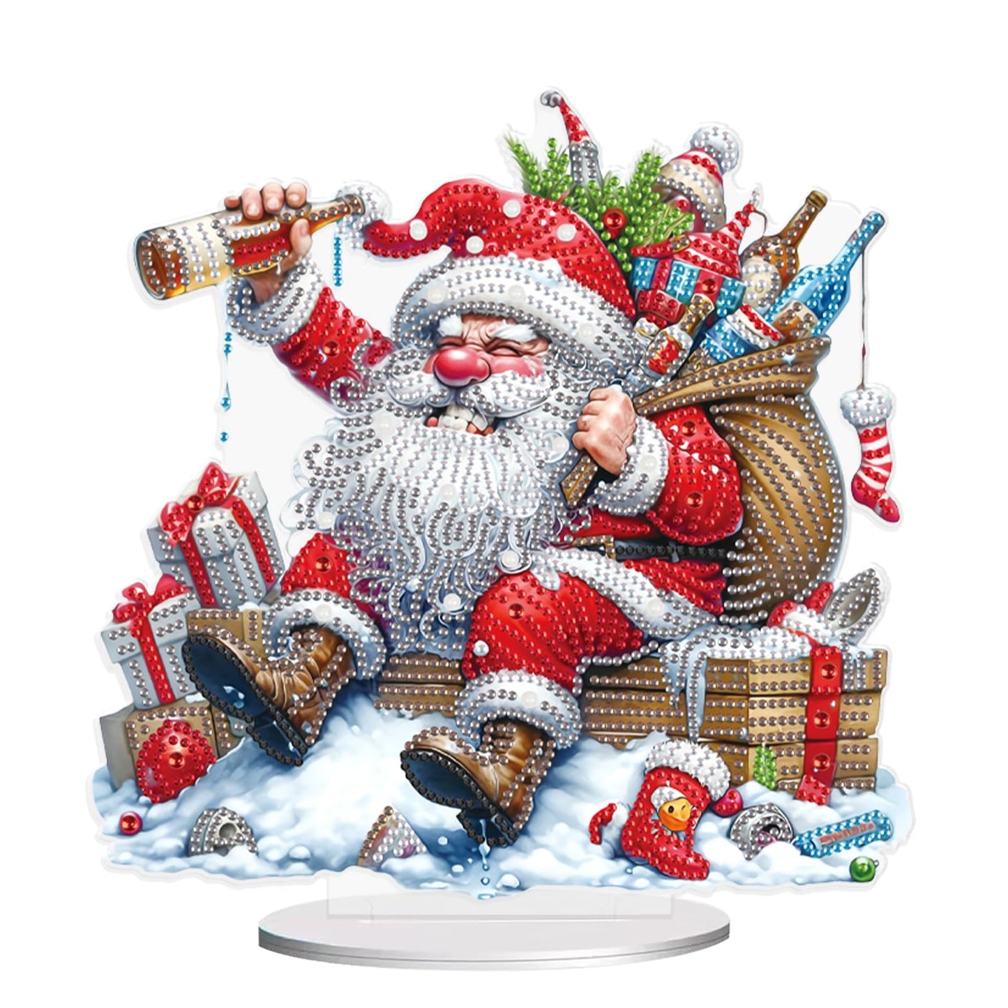 Diamond Painting Kit Christmas Desktop Ornaments, Special Shape Diamond Art Painting Kits Tabletop Ornaments for Adult Beginner, Diamond Art Ornament for Christmas Home Office Decor