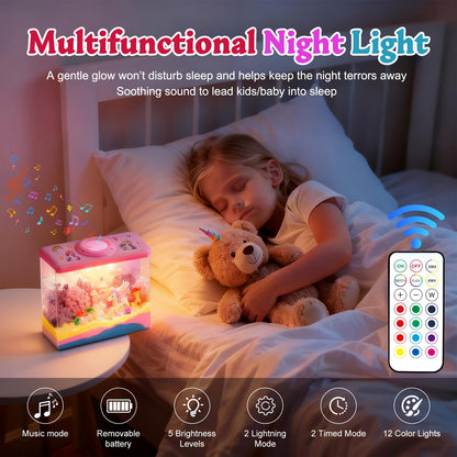 HYASIA Unicorn Light-Up Terrarium Kit for Kids - Night Light with Remote & Music, DIY Arts and Crafts for Kids Ages 8-12, Perfect Birthday Hoilday Graduation Gifts for 4-12 Year Old Girls