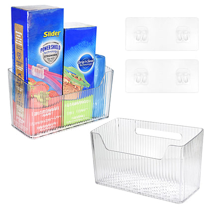 Pensino 2 Pack Adhesive Cabinet Door Organizer Storage Caddy, Clear Lid Organizer Inside Cabinet Wall Mounted Pantry Door Caddy for Food Container Lid Kitchen Under Sink Basket (Clear)