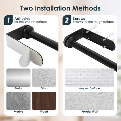theaoo Under Cabinet Paper Towel Holder for Kitchen, Easy One-Handed Tear, Quick Release Knob for Easy Roll Loading, Wall-Mounted Dispenser, Self-Adhesive or Drill Mounting, Black Stainless Steel