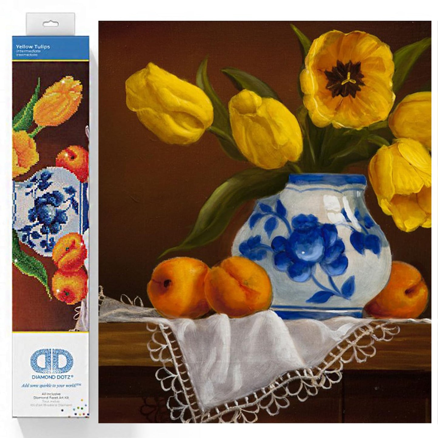DIAMOND DOTZ Yellow Tulips Partial Drill Round Dotz Diamond Painting Kit for Adults, 16''x20''