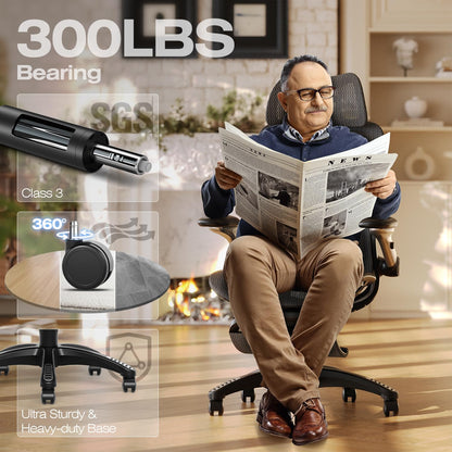 ELABEST X100 Ergonomic Mesh Office Chair with Footrest, Big and Tall Hone Desk Chair with 5D Flip-Up Arms, Adjustable 3D Lumbar Support,Gaming & Executive Computer Chairs