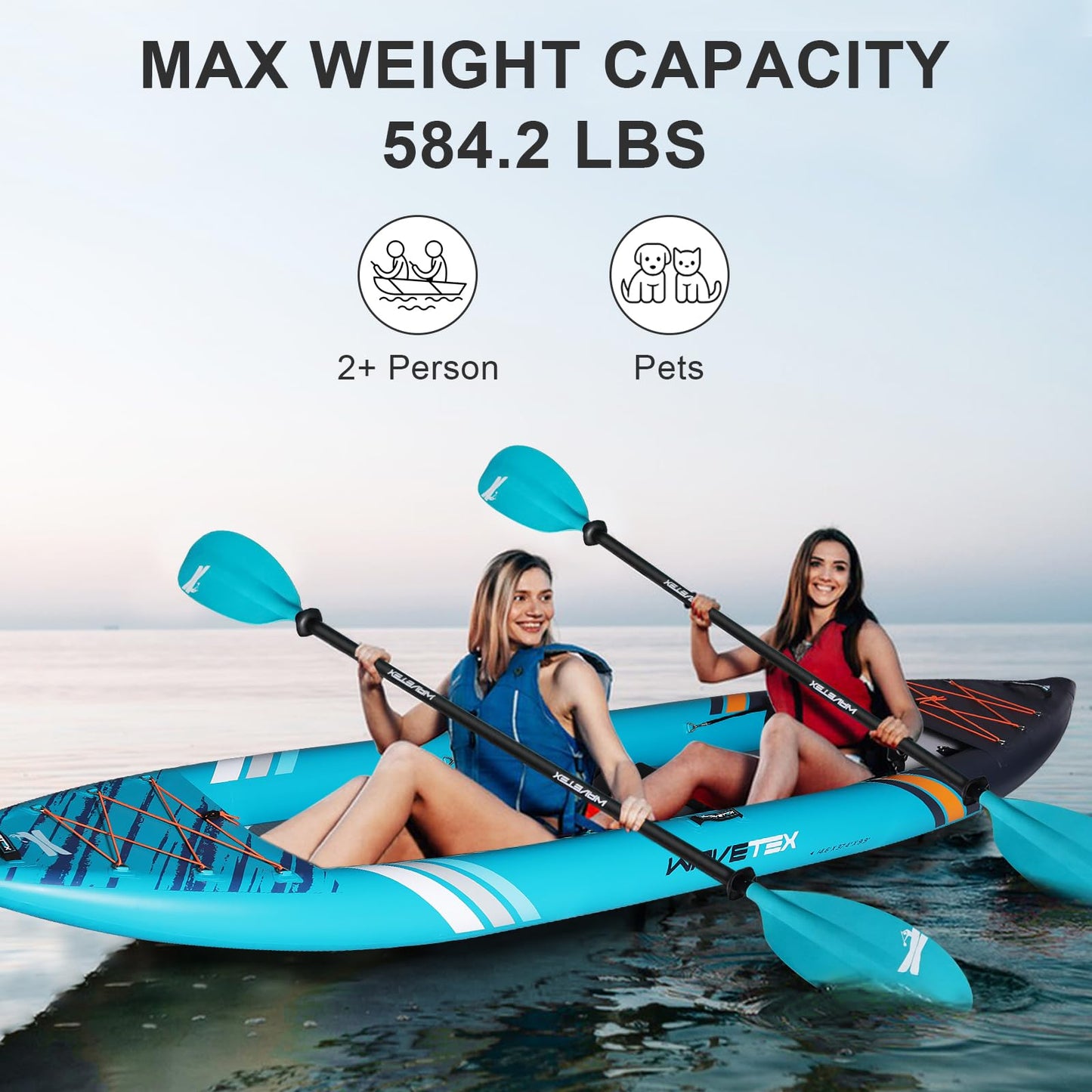 ANNTU Inflatable Kayak 2 Person, Lightweight and Durable Tandem Kayak, Blow Up Kayaks for Adults - Unleash the Joy of Tandem Paddling on Rivers, Lakes and Coastal Waters