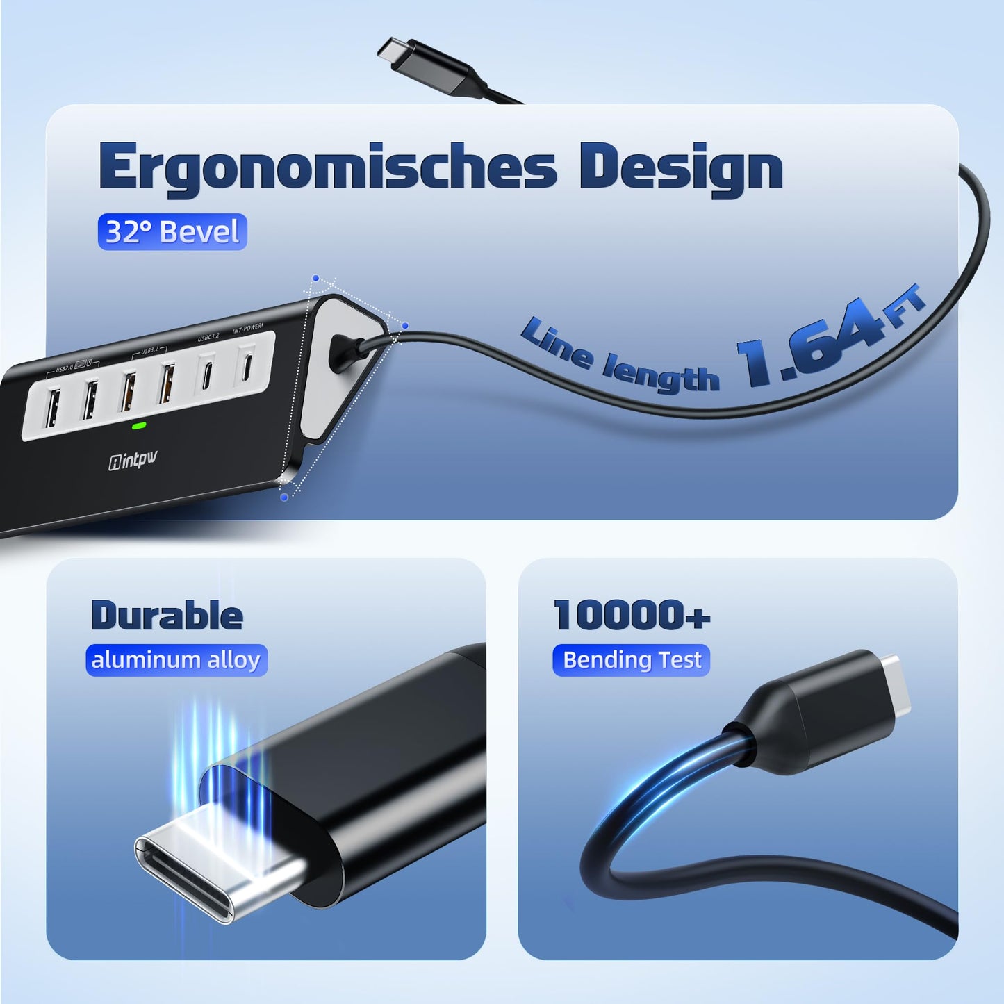 USB C Hub 10Gbps, 9-in-1 USB 3.2 Hub with 4K@60Hz HDMI, Type-C 3.2, 2 USB-A 3.2, 2 USB-A 2.0, PD 100W, SD/TF Slot, Aluminum USB Hub for Laptop, iPhone 16/15 Series, MacBook Air/Pro and More