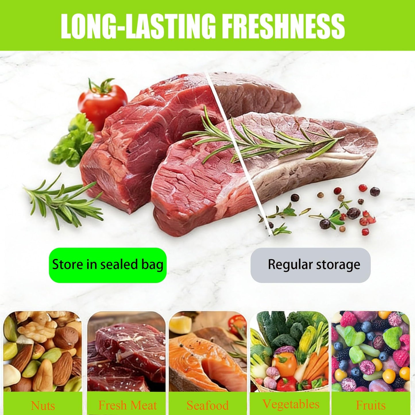 45 Pcs Reusable Vacuum Sealer Bags for Food with Hand Pump, BPA-Free Vacuum Storage Bags for Sous Vide Cooking & Meal Prep, Upgraded Air Valve Food Sealer Bags, Works with Handheld/External Sealers