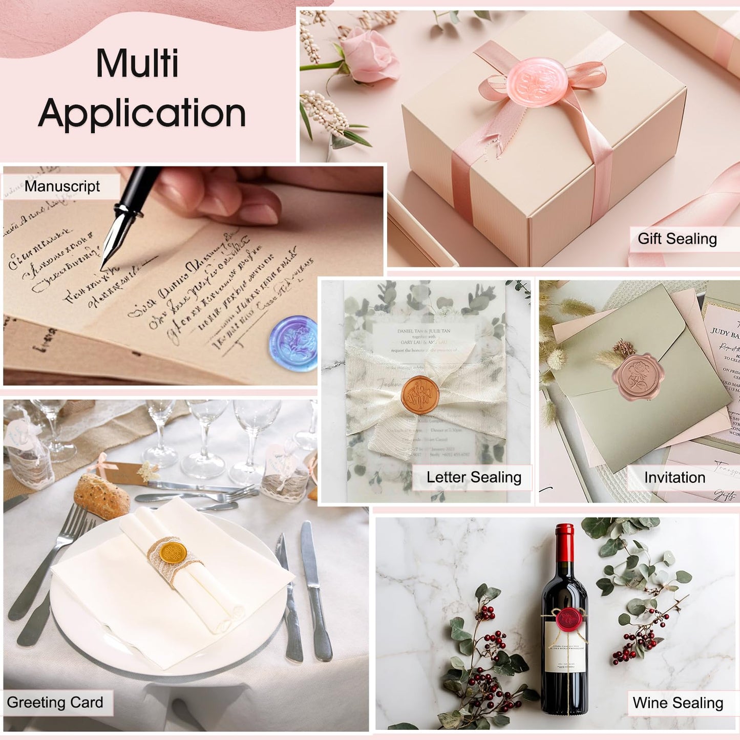 Aottom Wax Seal Kit, 48 Colors 1248 Pcs Sealing Beads with Melting Pot, Spoon, Tea Light Candles, Wax Seal Stamp Kit for Wedding Invitation, Gifts, Envelope, Letter Stamp Sealing and DIY Craft
