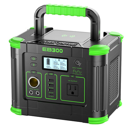 Portable Power Station 330W 288Wh Solar Generator with 60W USB-C PD Fast Charging, Pure Sine Wave AC Outlet, 5W Wireless Charger, LED for Camping, RV, CPAP, Home Emergency Backup, Off-Grid Living
