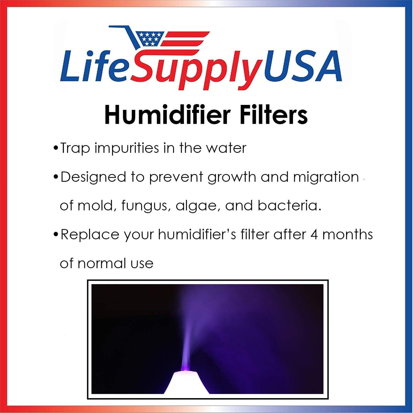LifeSupplyUSA Humidifier Filter Compatible with Vicks WF2, Fits V3500N, V3100, V3900 Series, Honeywell HCM-350