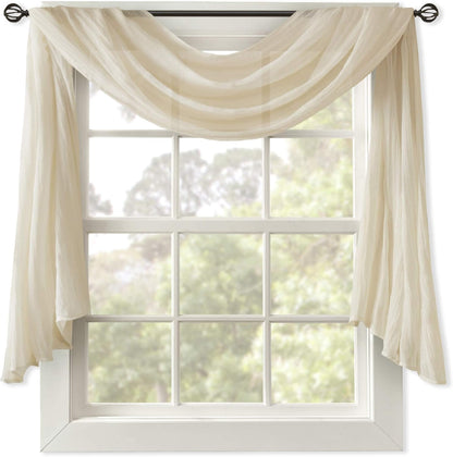 Madison Park Harper Sheer Bedroom Curtain - Modern Contemporary Window Panel for Kitchen, 42" x 144", Cream