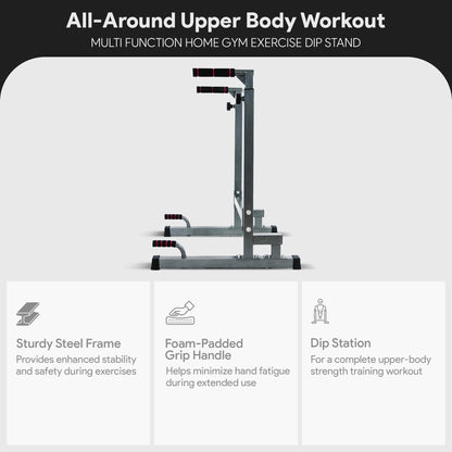 BalanceFrom Steel Frame Dip Station with Adjustable Height, 500 Pound Weight Capacity – Upper Body Workout Home Gym Equipment for Triceps, Push & Pull Ups, Leg Raises, and Bench Press
