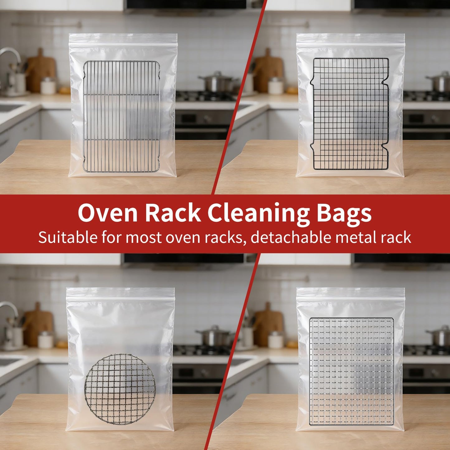 Plus tard 10 Pack Oven Rack Cleaning Bags, 27.5''*19.6'' Heavy Duty No Scrub Oven Rack Cleaning Bag, Disposable Leakproof Soaking PE Bags for Removable Metal Rack, BBQ Grills, Grill Grate