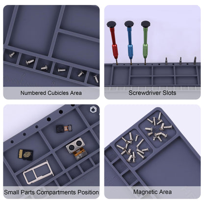 Premium Heat Resistant 932°F 20.7" x 13.4" Magnetic Anti-Static Mat with Grounding Accessories, HPFIX ESD Safe Electronics Work Mat for Computer Cell Phone Laptop Repair