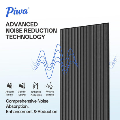 PIWA Acoustic Wall Panels 47” x 24" 4 Pack, Wood Panels for Wall Sound Dampening Slat Paneling with MDF Surface and Sound-Absorbing Core for Interior Decor, Home, Office and Gaming Room (Matte Black)