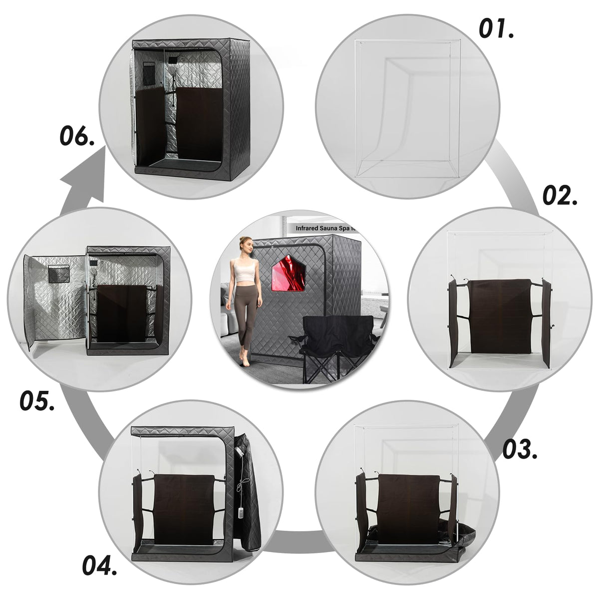 iDOTODO Full Body Portable Personal Infrared Saunas for Home, 2 Person Sauna Tent, at Home Sauna, Portable Infrared Sauna Two-Person Sauna Tent with 2 Foldable Chairs, Remote Control