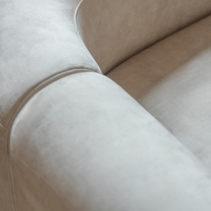 Acanva Luxury Modern Tight Curved Back Velvet Sofa, Minimalist Style Comfy Couch for Living Room Apartment, 4 Seater Modular Sectional, Cream