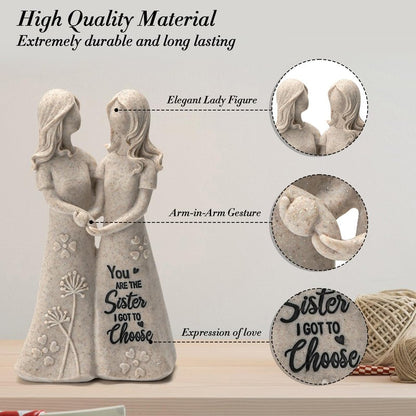 INLOMEM Friendship Gifts for Best Friends Women - Resin Sister Figurines Best Friend Sister Birthday Gift Ideas Unique Gifts for Sisters from Sister - Hand-Painted Figure (Granite)