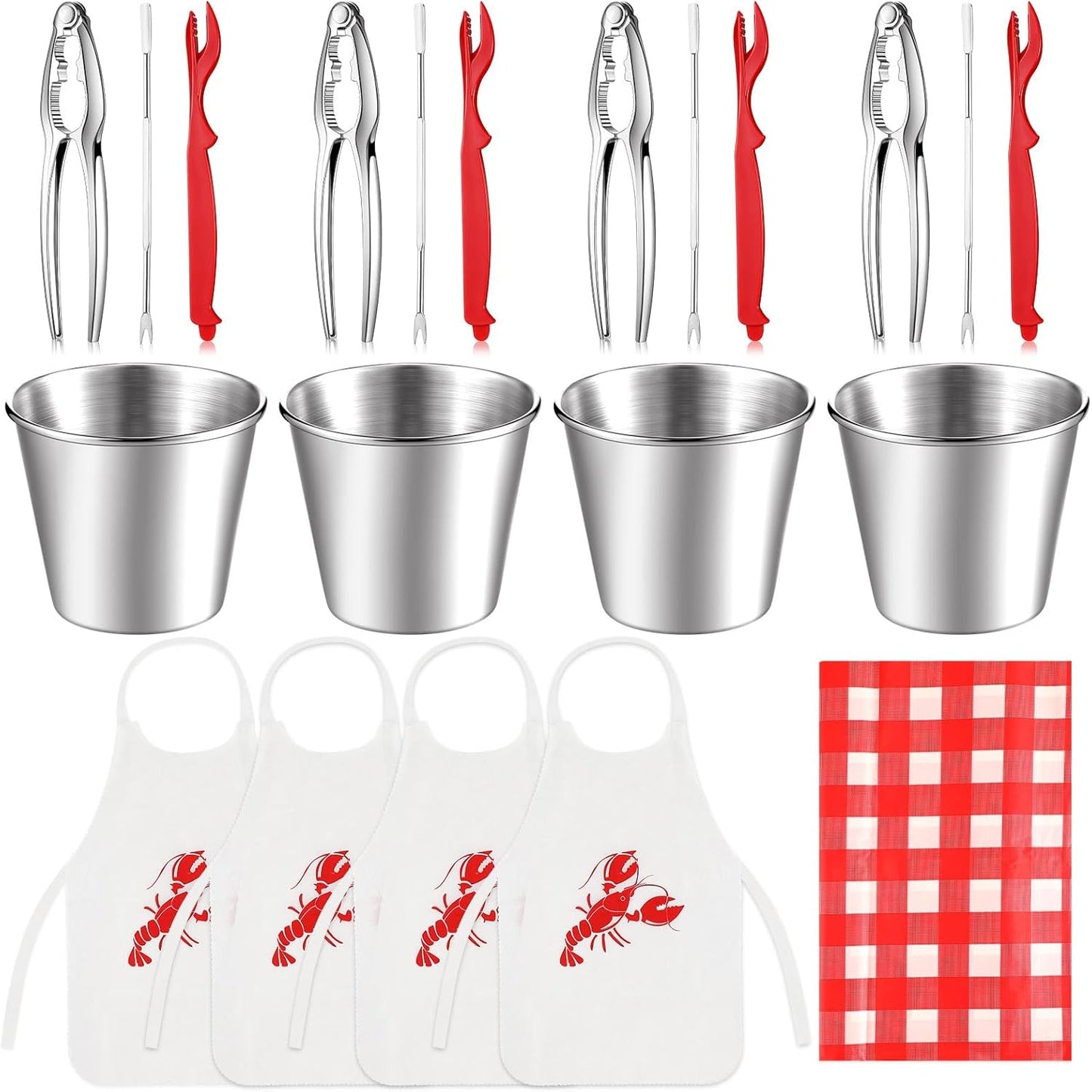 21 Set Set 1.7 oz Mepase Pcs Seafood Tools Nut Cracker Crab Crackers, Crab Forks/picks, Lobster Shellers, Dipping Sauce