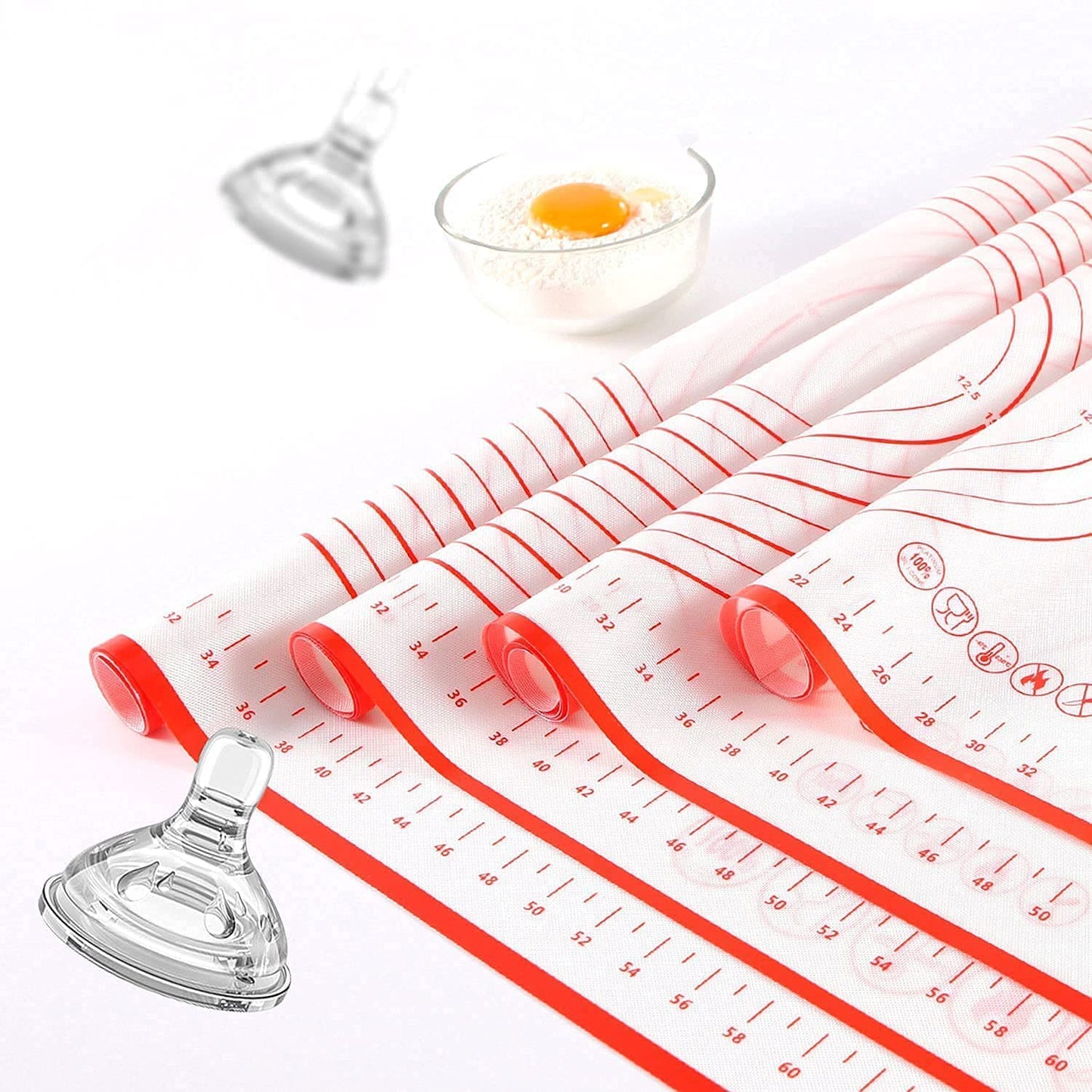 Qitdathn 5 pcs Pizza Tool Set Includ Pastry Pizza Roller, Pizza Dough Docker that Time-Saving and Dough Scraper Cutter and Pizza Cutter Wheel and Silicagel Pastry Mat (5 pcs)