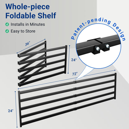 FLEXIMOUNTS 4-Pack 2x6ft Heavy Duty Garage Wall Shelving, 1200lbs Capacity, Garage Shelving Wall Mounted with 8 Hooks, Storage for Power Tools, Garden Supplies, Storage Bins, Lite Series
