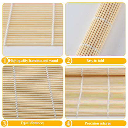 Hoolerry 24 Pcs Sushi Mat Bulk Bamboo Sushi Making Roller Non Stick Square Rolling Mat for Home Party Supplies, 9.5" x 9.5"