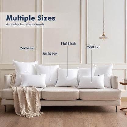 MIULEE Throw Pillow Inserts - Pack of 2, 28x28 Inch, 100% Virgin Fiber Filling for Bed & Couch
