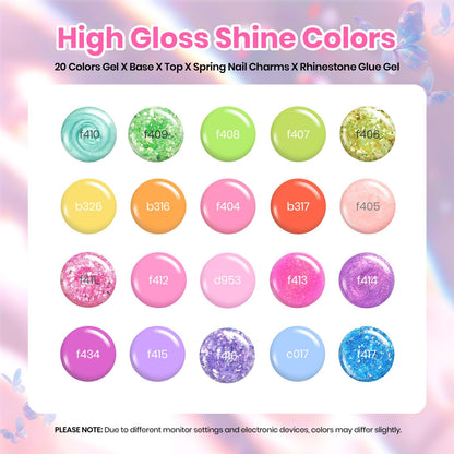 Beetles Cat Eye Gel Polish Set - 24Pcs 20 Colors Glitter Dark Color Changing Gel Nail Polish Kit with Base Gel Glossy Matte Top Coat Soak off UV DIY Nail Art Salon Ombre Black Nails Gift