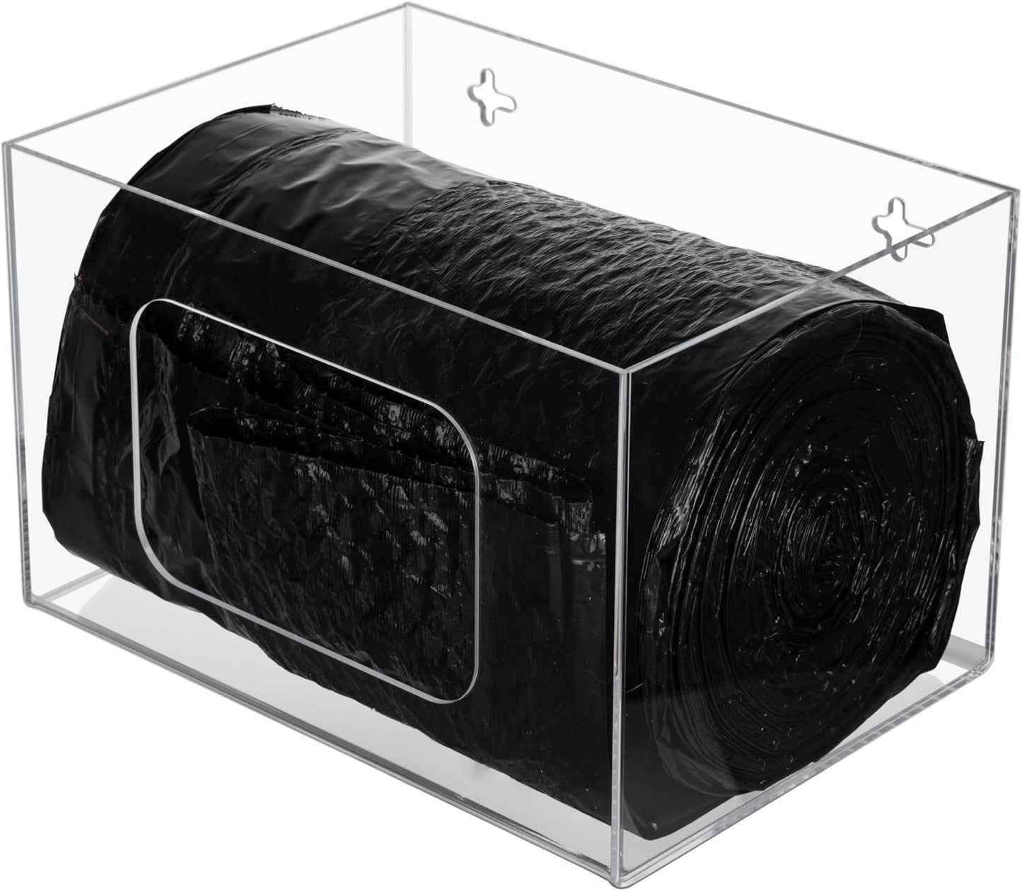 Extra Large Trash Bag Dispenser Roll Holder, Wall Mount Acrylic Kitchen Under Sink Organizer for 13 30 33 Gallon