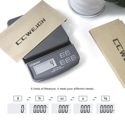 Postal Scales 6.6lbs 3kg/0.1g High Precision Food Scale for Kitchen with Hold,Tare and PCS,Portable Shipping Scale for Packages, Small Kitchen Business,Jewelry,Batteries Included （Grey6.6lbs/0.1g）
