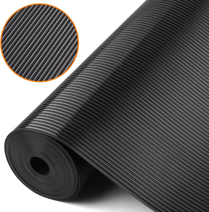 Black Shelf Liners for Kitchen Cabinets - Non-Adhesive Waterproof Washable Drawer Mat Liner for Bathroom and Pantry