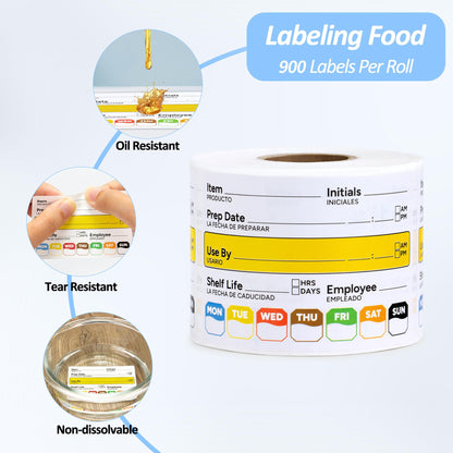 Restaurant Quality Shelf Life Food Rotation Labels Vinyl, 2” x 3” Self-Adhesive Removable Freezer Food Labels, Perfect for Reusable Containers, Easy to Remove, Food Safety Date Sticker (3 PCS)