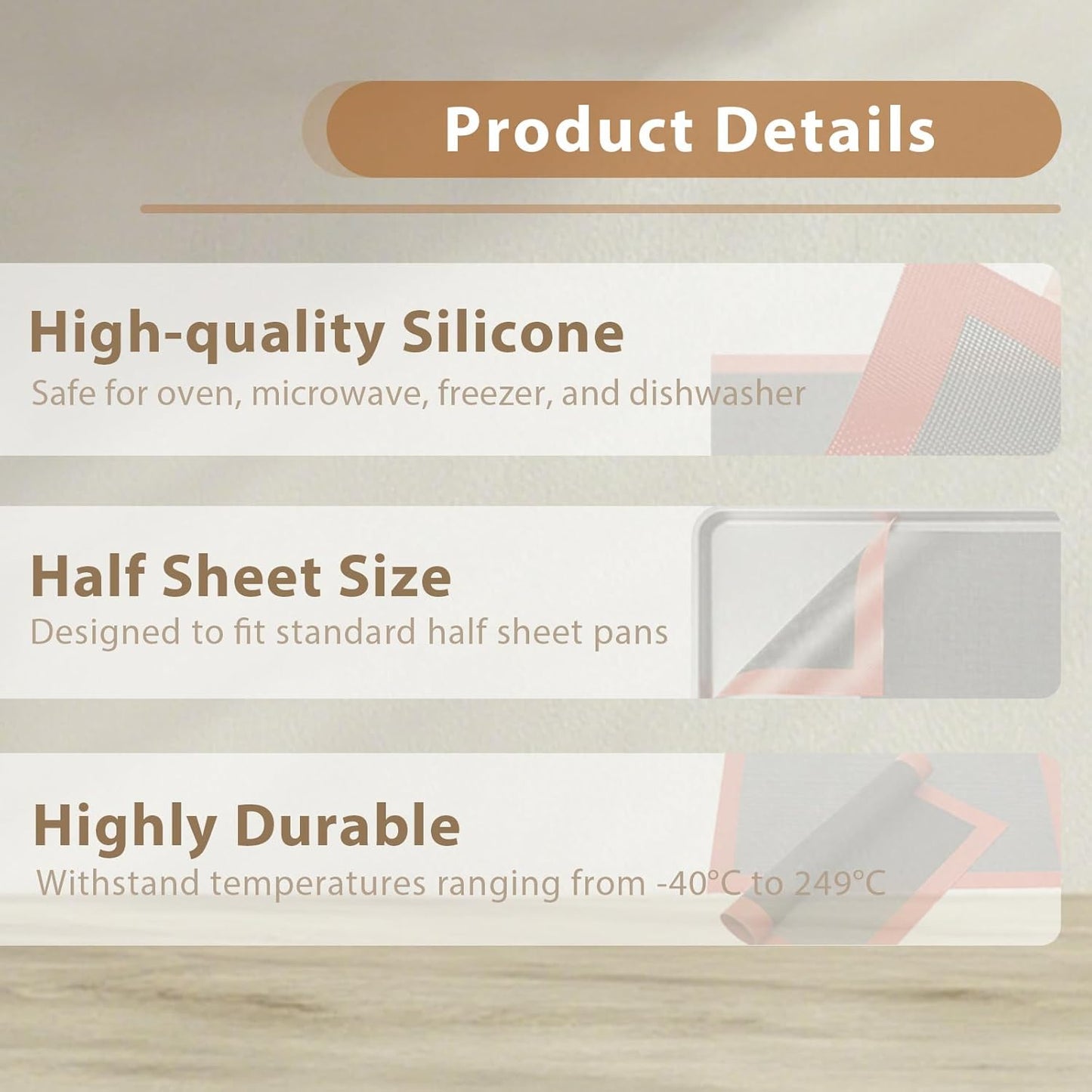 Professional Silicone Bread Baking Mat, Non Stick Oven Liner, Perforated Steaming Mesh, Half Sheet Size