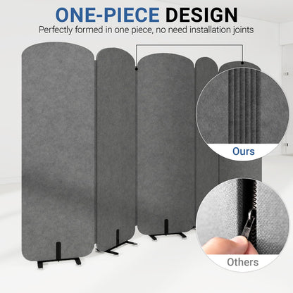 Natwind 5-Panel Office Room Divider, 122.8 x 71 inches Portable Office Partition, Freestanding Folding Privacy Wall for Cubicle & Temporary Indoor Space Separation (Dark Grey)
