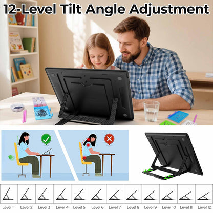Heanolier Rechargeable A3 Light Board with Stand & Bag for Diamond Painting,5100 Lux Magnetic Light Pad with Side Buttons,Wireless Light Box for Tracing,LED Light Table for Sketching,Drawing,Artcraft