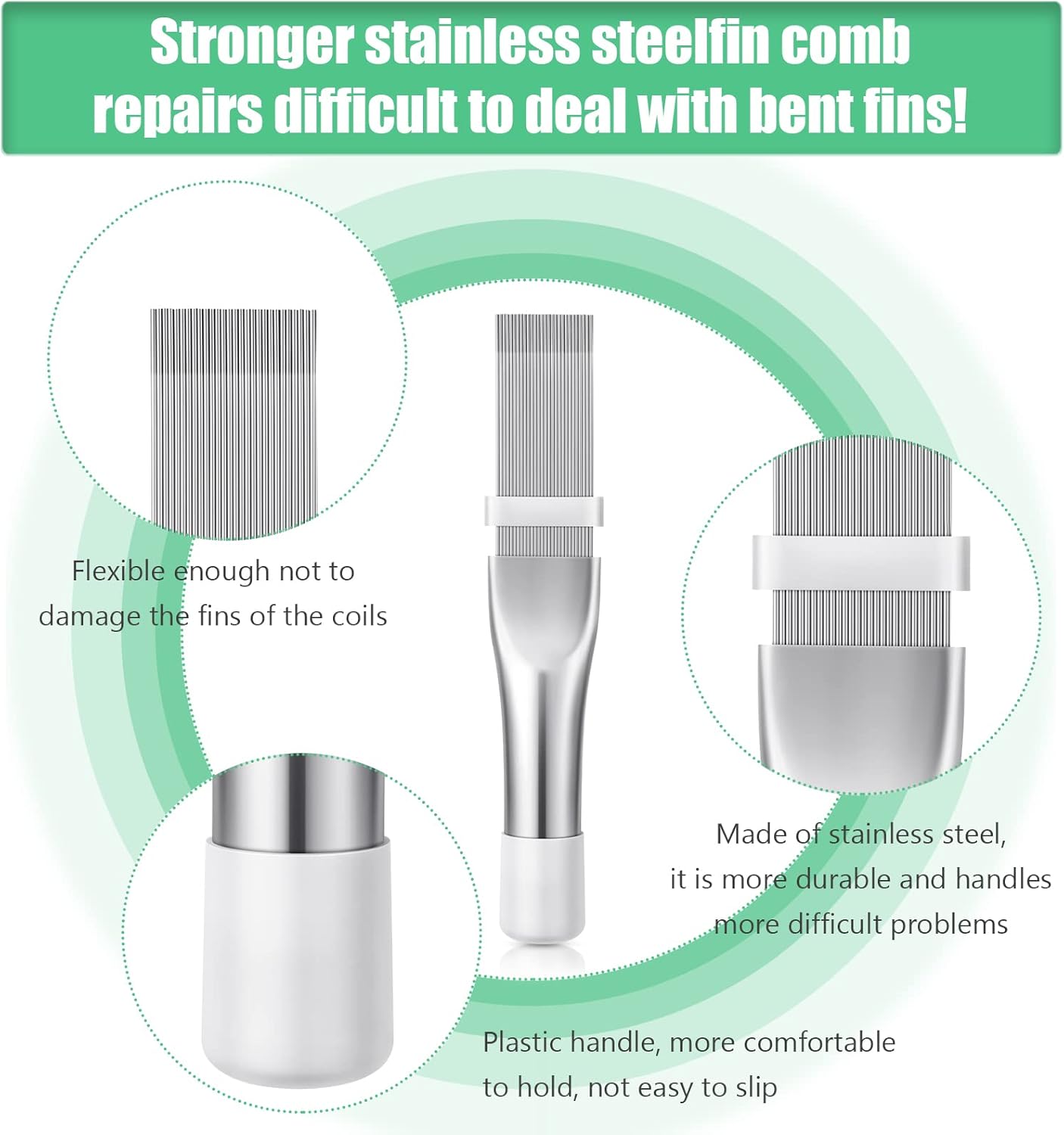 CHENGU 4 Pieces Air Conditioner Fin Cleaner Set - Stainless Steel Condenser Fin Comb & Coil Cleaning Brush
