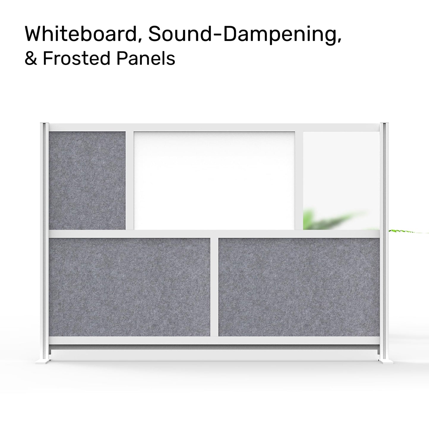 Workflow Modular Wall | Room Divider with Whiteboard, Sound Dampening, & Frosted Acrylic Panels | Expandable Office Partition for Privacy & Stability (70" x 48")