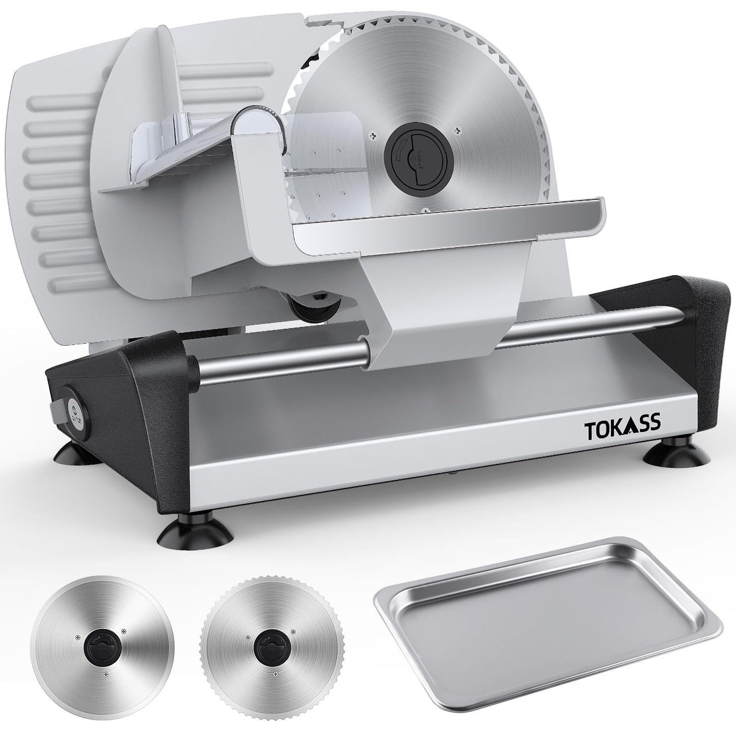 Meat Slicer, DC Motor Quiet 200W Meat Slicer Machine for Home, Deli Slicer with 2 Removable 7.5'' Stainless Steel Blades, Adjustable Dial for 0-15mm, electric bread slicer for meat (200, Watts)