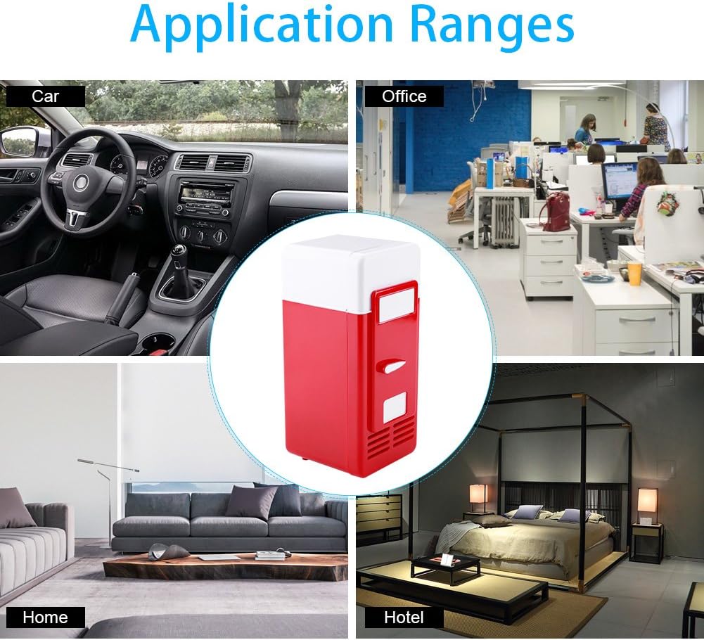 Mini USB Fridge - LED USB Refrigerator, Portable Compact for Drinks, Beverage Cans, Home, Office, Car (Red)