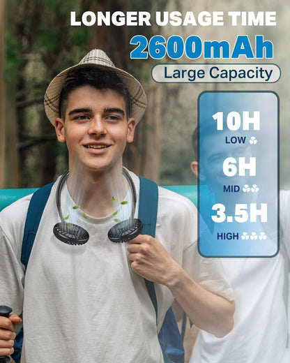 Neck Fan, Hand Free Portable Fans for Women, Kids, and Men, Rechargeable Battery Operated Wearable Fan