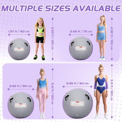 KIKILIVE Inflatable Gymnastics Tumble Mat 13ft and Air Roller 40x23inch Purple Gray, Air Mat Track 4 inches Thickness and Air Roller Gymnastics Barrel with Electric Air Pump for Home Use Outdoor Training Cheerleading Beach Park