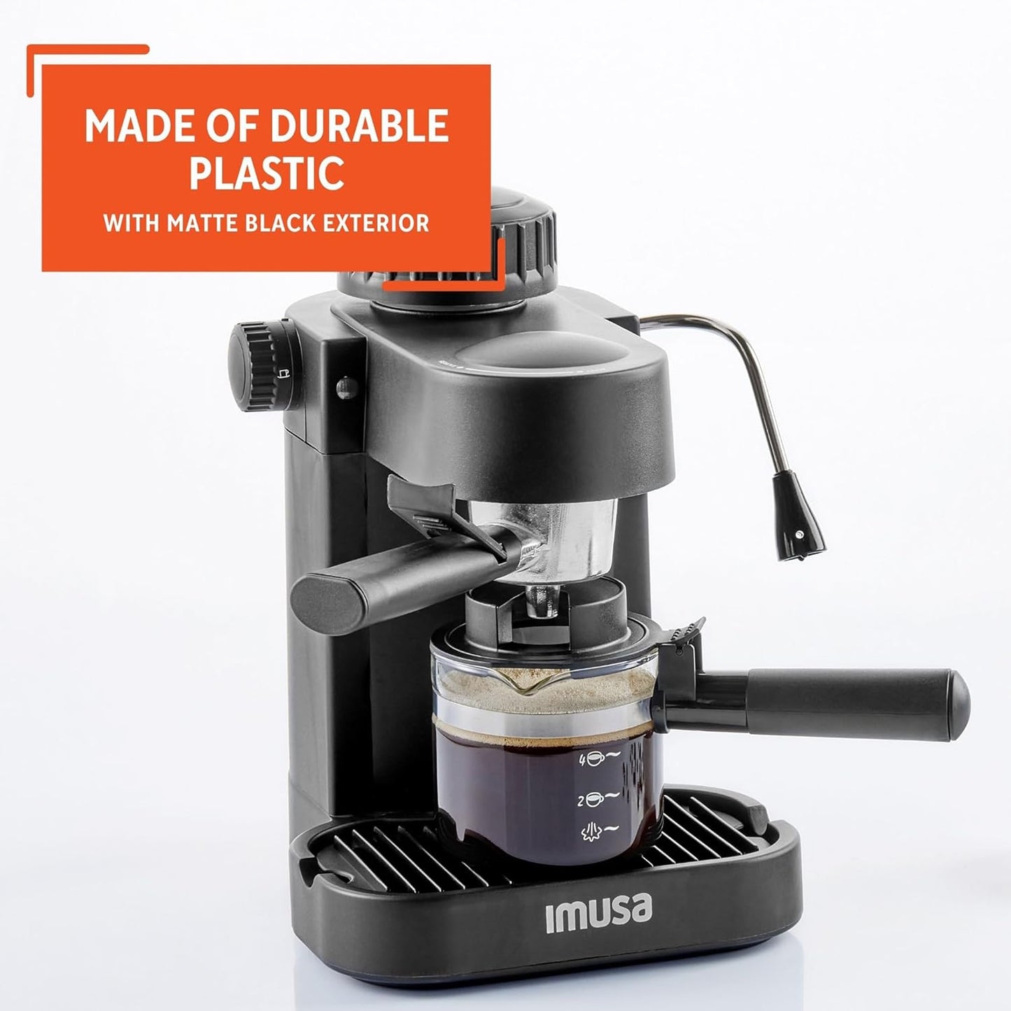 IMUSA USA GAU-18202 4 Cup Espresso/Cappuccino Maker, 120 Volts, Black