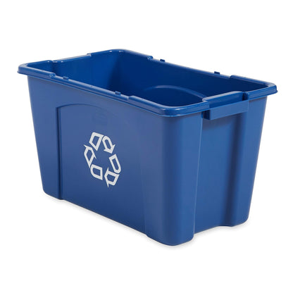 Rubbermaid Commercial Products, Recycling Bin/Box for Paper and Packaging, Stackable, 18 GAL, for Indoors/Outdoors/Garages/Homes/Commercial Facilities, Blue