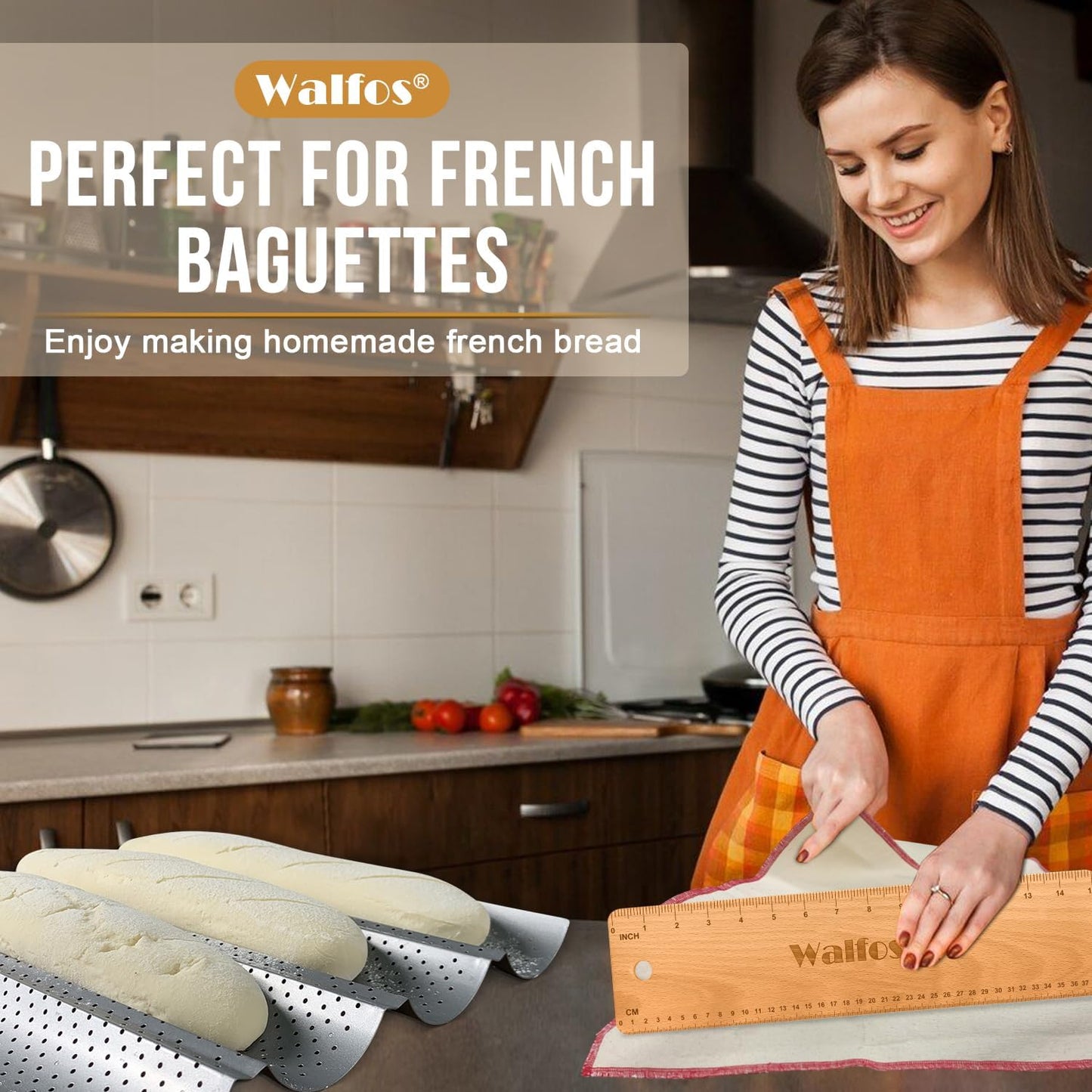 Walfos 15 Inch Baguette Transfer Peel, Flipping Board for French Bread Baking