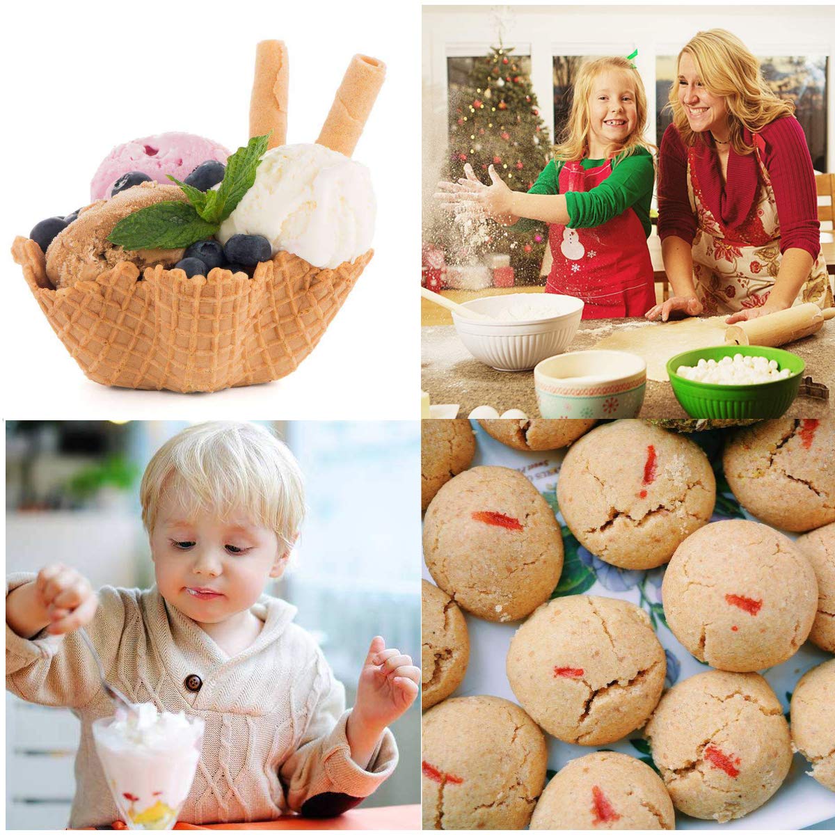 JUNADAEL J Ice Cream Scoop, Cookie Scoop Set, Incluede 1.2 OZ/ 2 OZ/ 4 OZ Scoop, Portion Control For Cookie Dough, Ice Cream, Cupcake, Muffin, Mashed Potatoes, Side Dish, Pancake