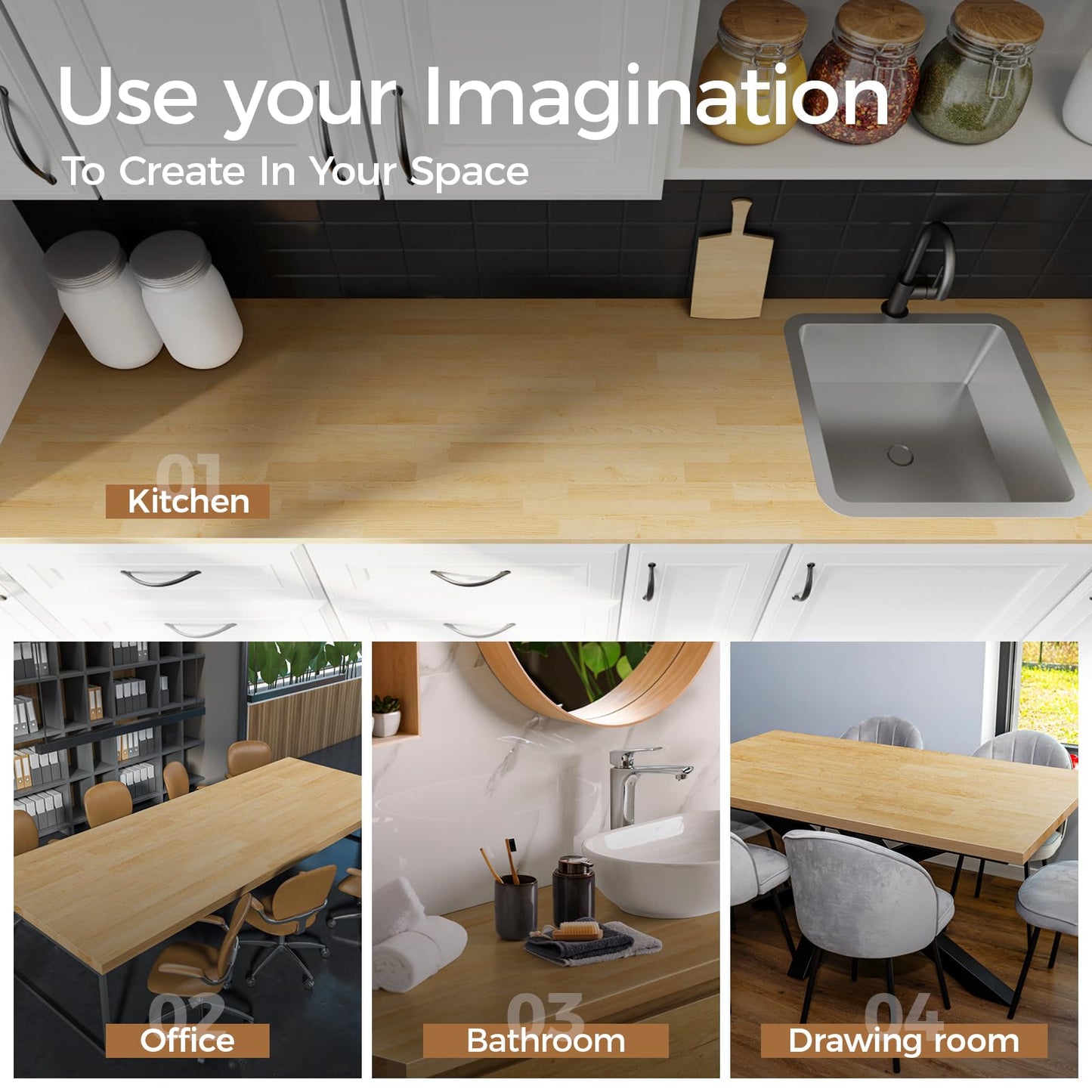 Unfinished Birch Butcher Block Countertop - Solid Wood Cutting Board for Kitchen Island, DIY Desk & Washer Dryer Top, Customizable Surface - 98" x 25" x 1.5" Thick