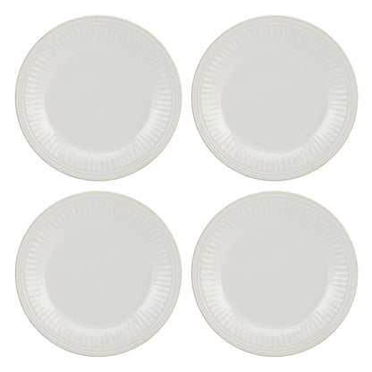 Lenox Dinnerware Sets, French Perle Groove White 24-Piece Dinnerware Set, Service For 8, Stoneware, Dishwasher Safe, Microwave Safe, Bowls, Plates And Bowls, Dinner Dishes, Plates (White, 24 Piece)