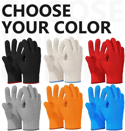 Killer's Instinct Outdoors Heat Resistant Gloves, Oven Mitts with Fingers, Red Cotton Kitchen Holders Double Set