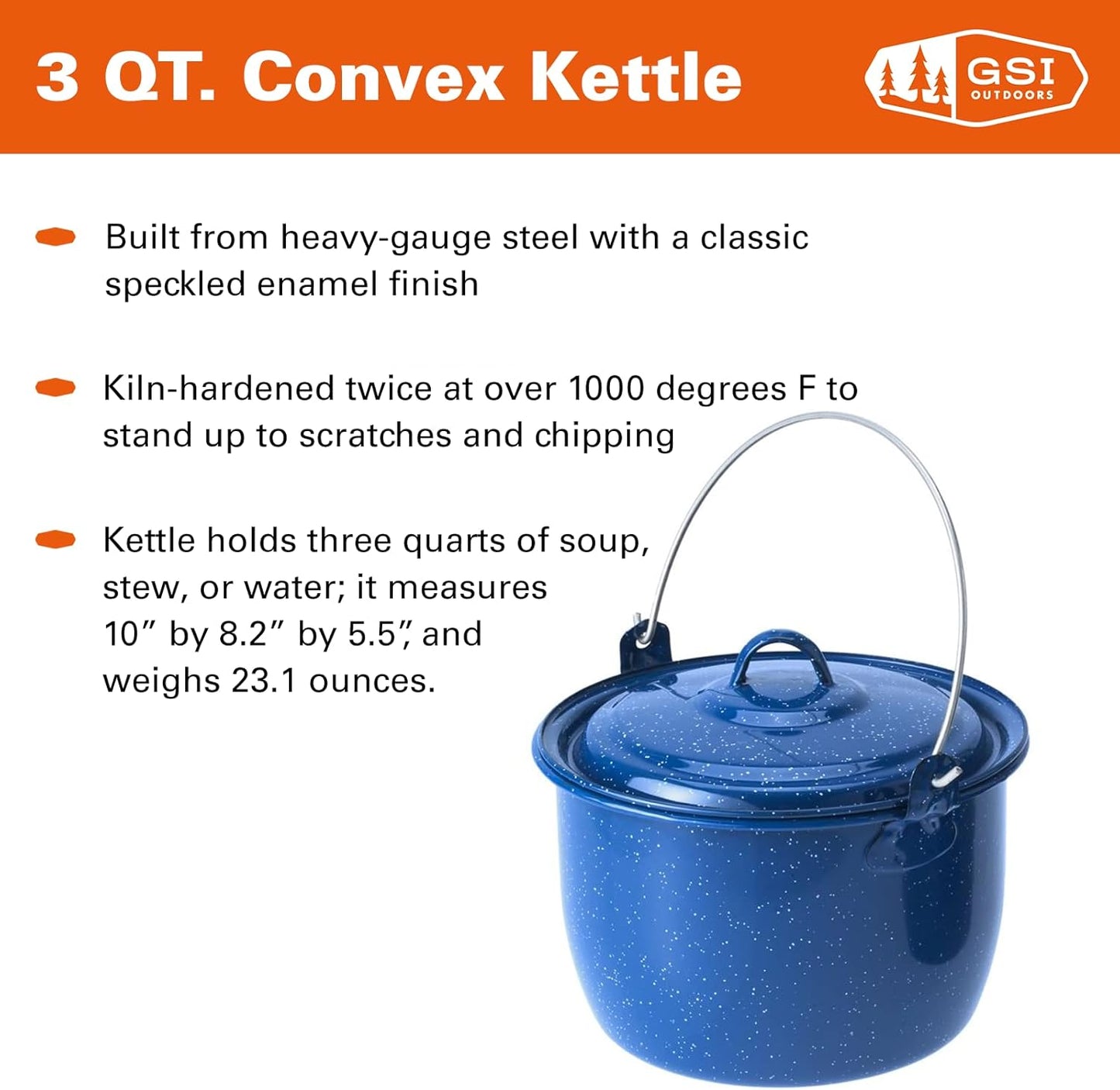 GSI Outdoors 3 qt. Convex Kettle for Soup, Stew, or Water Pot for Camping